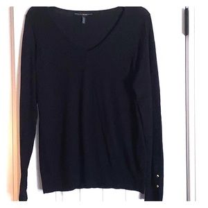 WHBM Lightweight Black V-Neck Sweater